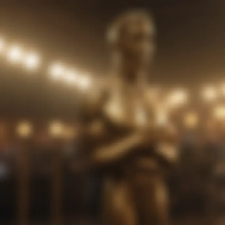 Dazzling Oscar statuette under spotlight