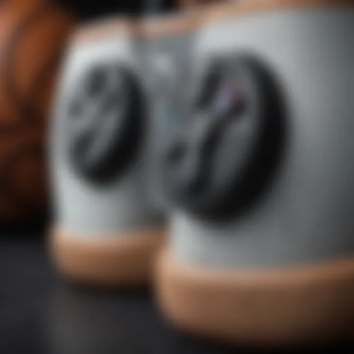 Close-up of PlayStation controller design details on basketball shoe