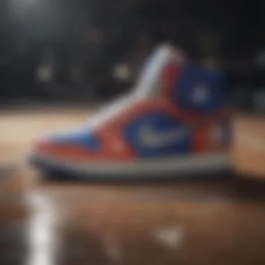 Collage of PlayStation symbols integrated into basketball shoe design