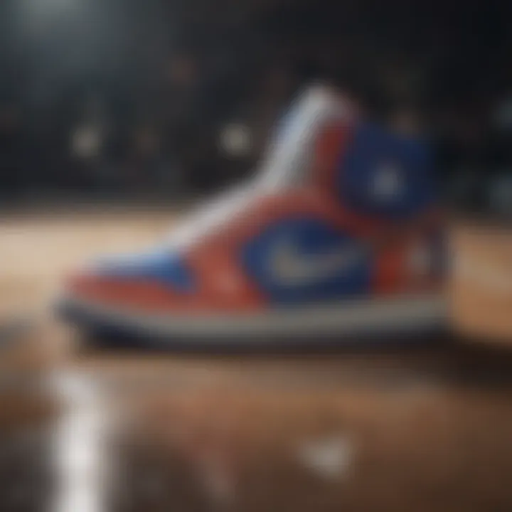 Collage of PlayStation symbols integrated into basketball shoe design