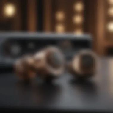 Premium wireless earbuds displayed in a sophisticated environment