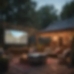 A stunning outdoor movie setup with a projector and screen