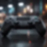 Sleek controller on futuristic background