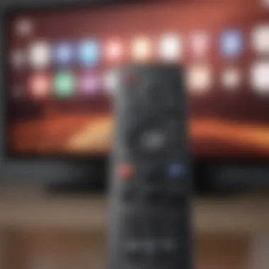 Close-up of smart TV remote control with advanced features