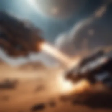 Epic space battle scene with futuristic spacecraft