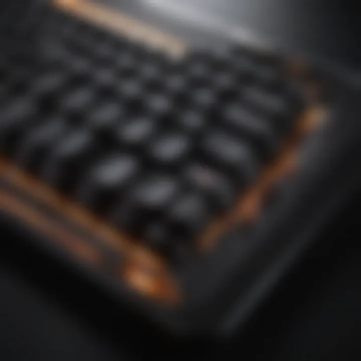 An ergonomic gaming keyboard with customizable keys and a sleek design.