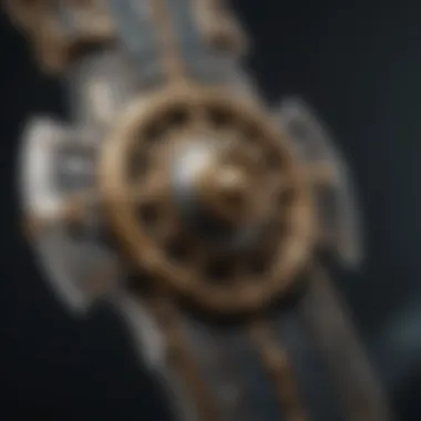 A close-up of a guardian's weapon, etched with symbols of various beliefs and legacies.