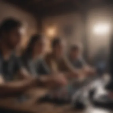 Multiplayer Gaming Sessions A group of friends engaged in a multiplayer video game session