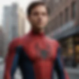 Tobey Maguire in Spider-Man costume striking a heroic pose