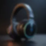 Close-up of RGB Bluetooth headphones showcasing vibrant lighting effects