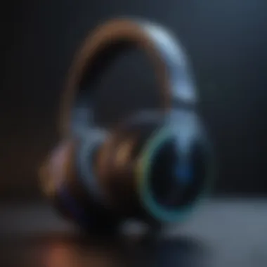 Close-up of RGB Bluetooth headphones showcasing vibrant lighting effects