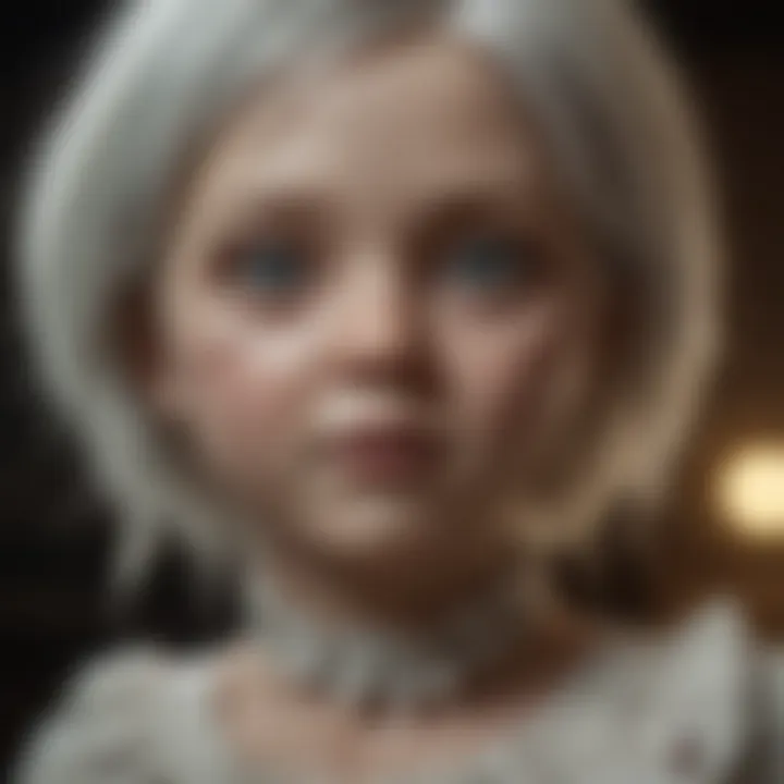 Creepy doll with cracked porcelain face