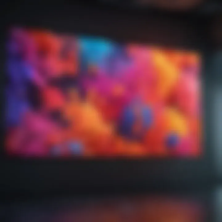 Projection screen displaying vibrant colors