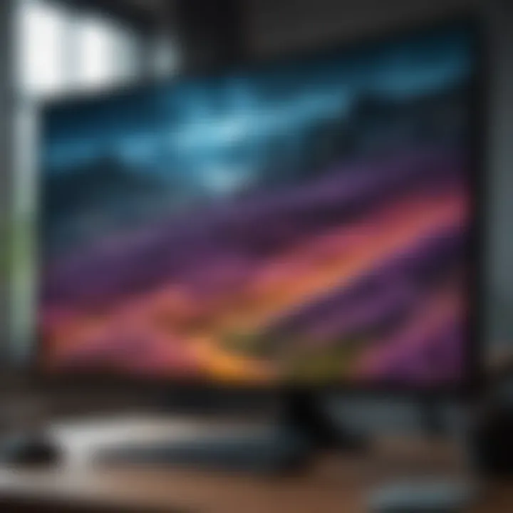 Ultrawide PC monitor showcasing vibrant display colors