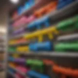 Colorful array of Super Soakers displayed on a store shelf