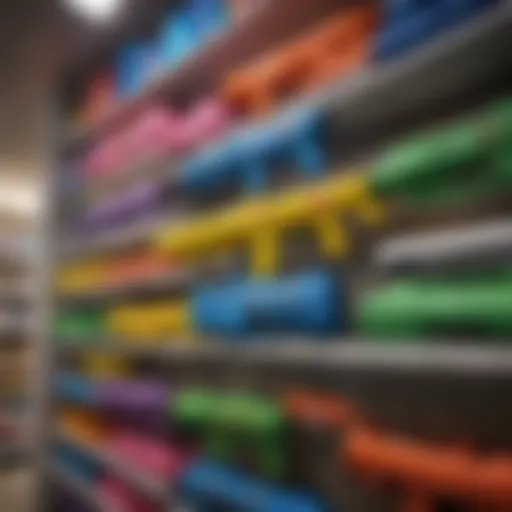 Colorful array of Super Soakers displayed on a store shelf