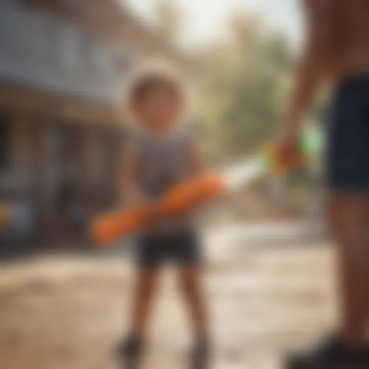 Child enjoying a water fight with a Super Soaker