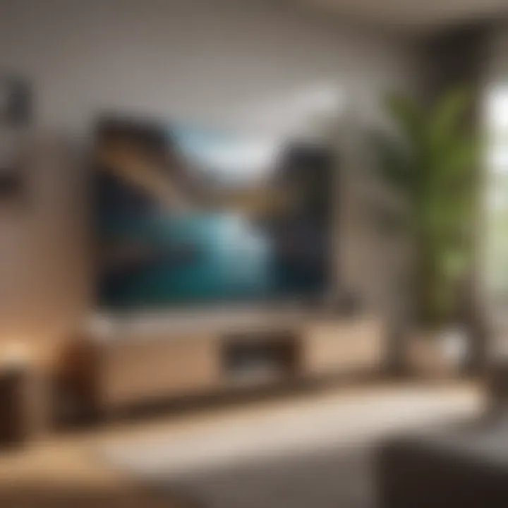 Wide-angle view of Samsung TV in a cozy living room