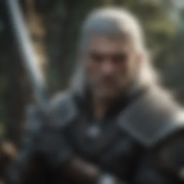 Geralt of Rivia wielding his silver sword