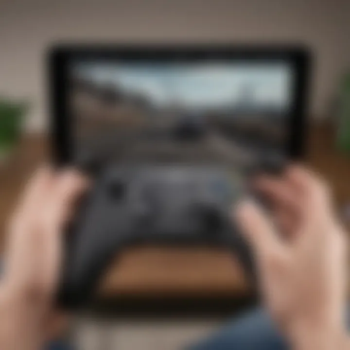 Illustration demonstrating the Xbox Tablet Controller's integration with various gaming devices.